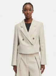 BOSS Marynarka Jojeka1 50560970 Beżowy jasny Oversize. Brązowe marynarki i żakiety damskie Boss, bez wzorów, ze lnu. Za 1,999.00 zł.