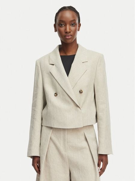 BOSS Marynarka Jojeka1 50560970 Beżowy jasny Oversize. Brązowe marynarki i żakiety damskie Boss, bez wzorów, ze lnu. Za 1,178.99 zł.