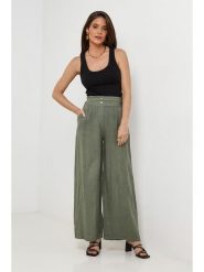 Lin Passion Lniane spodnie w kolorze khaki rozmiar: 34/36. Brązowe spodnie materiałowe damskie Lin Passion, bez wzorów, ze lnu, klasyczne, z standardowym stanem. Za 130.99 zł.