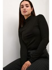 Kaffe Koszulka w kolorze czarnym rozmiar: XL. Czarne bluzki damskie Kaffe, xl, bez wzorów, prążkowane, bez kołnierzyka, bez ramiączek. Za 83.62 zł.