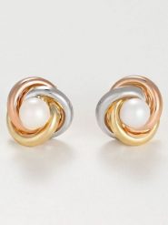 OR ÉCLAT Złote kolczyki-wkrętki "April" z perłami rozmiar: onesize. Żółte kolczyki damskie Or Éclat, z perłą, złote. Za 782.99 zł.