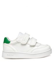 Geox Sneakersy B Eclyper B555LA 054FU C0547 Biały. Białe buty sportowe chłopięce Geox, bez wzorów, ze skóry, bez zapięcia. Za 129.99 zł.