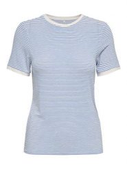 ONLY Koszulka w kolorze niebiesko-białym rozmiar: L. Białe bluzki damskie Only, l, bez wzorów, bez kołnierzyka, bez ramiączek. Za 60.99 zł.