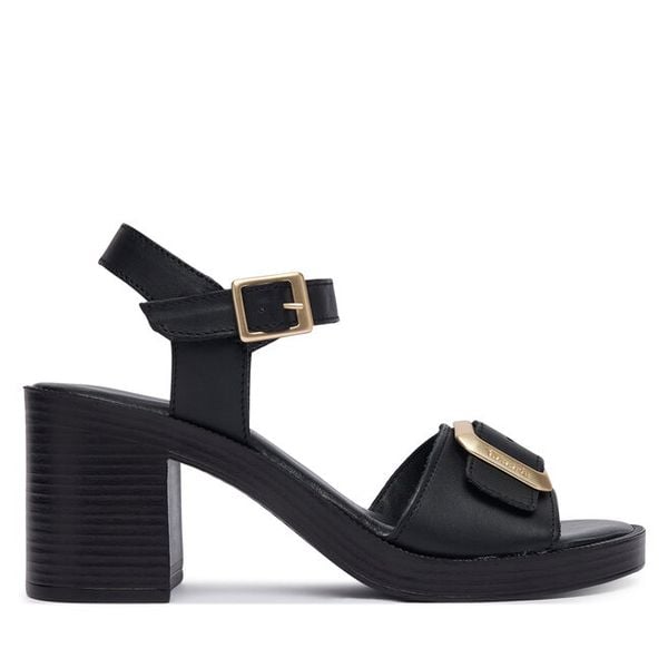 Sandały Tamaris. Czarne sandały damskie Tamaris, bez wzorów, bez obcasa, na słupku. Za 409.99 zł.