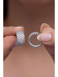 Lodie Silver Srebrne kolczyki-półkreole z cyrkoniami rozmiar: onesize. Szare kolczyki damskie Lodie Silver, z cyrkonią, srebrne. Za 107.45 zł.
