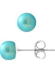 Pearline Kolczyki-wkrętki z perłami w kolorze turkusowym rozmiar: onesize. Niebieskie kolczyki damskie Pearline, z perłą, srebrne, z zapięciem typu bigiel. Za 173.99 zł.