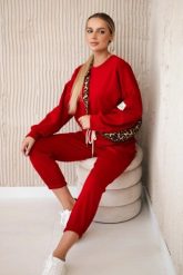 Komplet z wiskozy bluza + spodnie czerwony. Czerwone bluzy bez kaptura damskie Kesi Włoski, l, z dresówki. Za 342.93 zł.