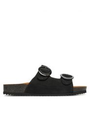 Caprice Klapki 9-27403-44 Czarny. Czarne klapki damskie Caprice, bez wzorów, z nubiku, bez obcasa. Za 163.99 zł.
