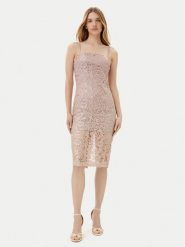 Fracomina Sukienka koktajlowa FQ25SD2008W708N6 Różowy Slim Fit. Czerwone sukienki damskie Fracomina, l, bez wzorów, z syntetyku, wizytowe, bez kołnierzyka, bez ramiączek. Za 1,039.00 zł.