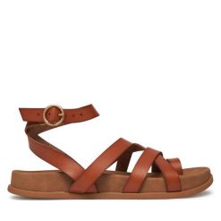 Sandały Roxy. Brązowe sandały damskie Roxy, bez wzorów, bez obcasa, na płaskiej podeszwie. Za 129.99 zł.