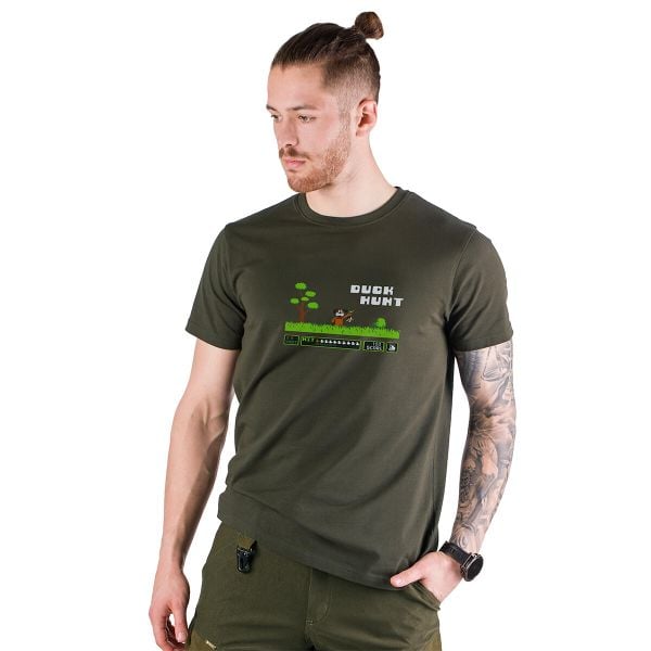 T-shirt myśliwski męski Tagart FNT Duckhunt Green z nadrukiem. Zielone t-shirty męskie tagart, m, bez wzorów, bez kołnierzyka. Za 116.00 zł.