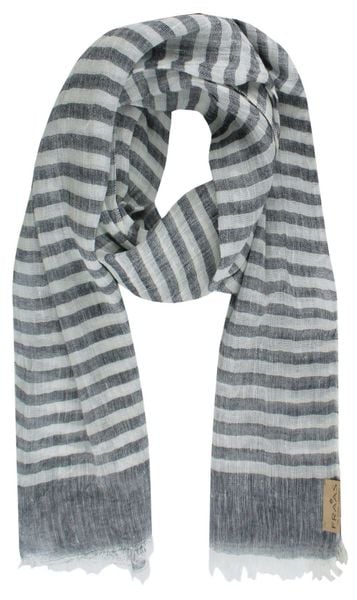 Lekki (Przejściowy) Szalik Lniano-Bawełniany - Fraas - Popielaty w Prążek. Szare szaliki męskie V. Fraas, bez wzorów, z bawełny. Za 79.00 zł.