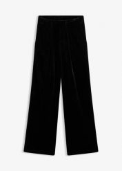 Spodnie. Czarne spodnie materiałowe damskie bonprix, bez wzorów, z satyny, eleganckie. Za 179.99 zł.