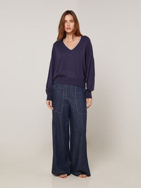 Rodier Sweter w kolorze granatowym rozmiar: M. Niebieskie swetry klasyczne damskie Rodier, m, bez kołnierzyka. Za 405.61 zł.