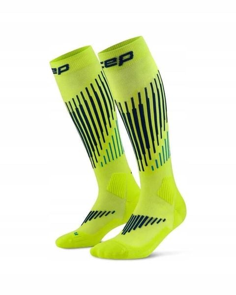 Długie skarpety kompresyjne dla mężczyzn z wełną Merino Core Run CEP. Niebieskie skarpetki męskie CEP, bez wzorów, z elastanu. Za 199.00 zł.