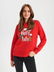 Bluza - czerwony. Czerwone bluzy bez kaptura damskie Sinsay, l, z dzianiny. Za 39.99 zł.