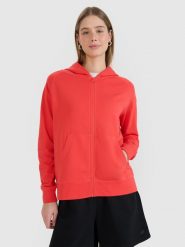 4F Bluza dresowa rozpinana z kapturem damska - czerwona L. Czerwone bluzy z kapturem damskie 4f, l, z bawełny. Za 159.99 zł.