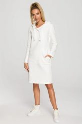 Sukienka jak długa bluza z kapturem ecru bawełna premium. Bluzy sportowe damskie MOE, na jesień, l, z aplikacjami, z bawełny, bez ramiączek, długie, z kapturem. Za 329.00 zł.