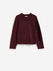 Sweter z domieszką modalu - bordowy. Czerwone swetry klasyczne damskie Reserved, l, z dzianiny, bez kołnierzyka. Za 119.99 zł.