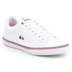 Trampki Lacoste Lerond M 7-35CAM014821G białe. Białe trampki i tenisówki męskie z aplikacjami, z materiału, bez zapięcia. Za 544.84 zł.