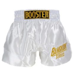 Szorty do boksu tajskiego Booster Fight Gear Bangkok 2. Białe szorty damskie BOOSTER FIGHT GEAR, bez wzorów, z satyny, klasyczne. Za 260.50 zł.