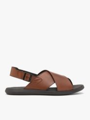 Brązowe skórzane sandały. Brązowe sandały męskie Ryłko, ze skóry, bez zapięcia. Za 349.99 zł.