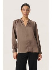 SAINT TROPEZ Bluzka "Ioana" w kolorze brązowym rozmiar: XXL. Brązowe bluzki damskie Saint Tropez, xxl, bez wzorów, bez kołnierzyka, bez ramiączek. Za 83.62 zł.
