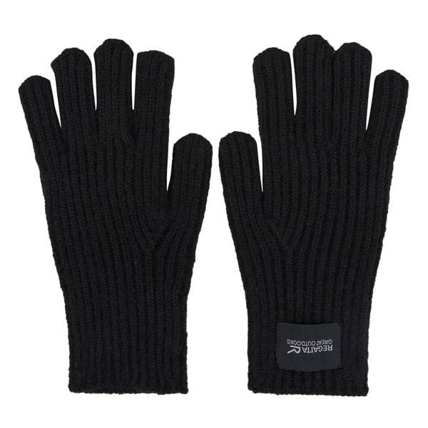 Rękawiczki Unisex Dla Dorosłych Connora. Czarne rękawiczki damskie Regatta, bez wzorów, z dzianiny. Za 46.99 zł.