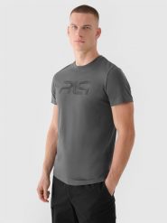 4F T-shirt regular męski 4F x Robert Lewandowski - szary M. Szare t-shirty męskie 4f, m, bez wzorów, z bawełny, bez kołnierzyka. W wyprzedaży za 59.99 zł.