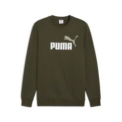 Męska bluza dzianinowa Essentials z dwukolorowym logo No. 1 i okrągłym dekoltem. Zielone bluzy bez kaptura męskie Puma, m, z dzianiny. Za 199.00 zł.