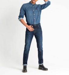LEE RIDER MĘSKIE SPODNIE JEANSOWE DARK POOL L701DHGP 112117326. Spodnie materiałowe męskie Lee, bez wzorów, z jeansu. Za 229.99 zł.
