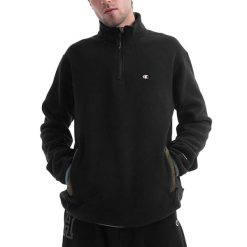 Bluza sportowa męska Champion C Logo Half Zipup. Czarne bluzy sportowe męskie CHAMPION, bez wzorów, sportowe, bez kołnierzyka, bez ramiączek. Za 307.00 zł.