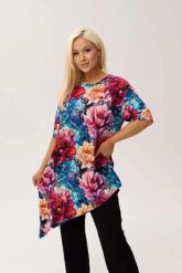 Wiskozowa tunika asymetryczna Capri Peony w print w piwonie OVERSIZE PLUS SIZE XXL WIOSNA LATO. Białe tuniki damskie Moda Size Plus Iwanek, na co dzień, na lato, l, bez wzorów, z dzianiny, eleganckie, z asymetrycznym kołnierzem, plus size, bez ramiączek. Za 229.90 zł.