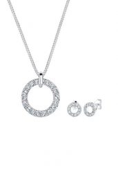 Elli Damski wisior Sparkling Geo Set zestaw kolczyki wkrętki z kryształami w srebrze 925 sterling silver Zestawy 1 ct. Szare kolczyki damskie Elli, z kryształem, srebrne. Za 293.99 zł.