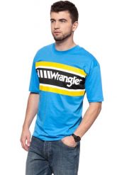WRANGLER T SHIRT B&Y OVERSIZED T MEDITERRANEAN BLUE W7C44GHBR 112131691. Niebieskie t-shirty męskie Wrangler, na lato, m, bez wzorów, bez kołnierzyka. W wyprzedaży za 39.99 zł.