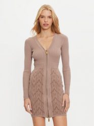 Marciano Guess Sukienka dzianinowa 4BGK91 5661Z Brązowy Slim Fit. Brązowe sukienki damskie Marciano Guess, z aplikacjami, z dzianiny, bez kołnierzyka, bez ramiączek. Za 1,089.00 zł.