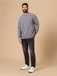 Bluza - szary. Szare bluzy bez kaptura męskie Sinsay, l. W wyprzedaży za 29.99 zł.