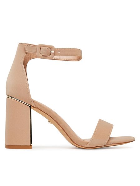 DeeZee Sandały DF-7154-26-82837 Beżowy. Brązowe sandały damskie DeeZee, bez wzorów, ze skóry, bez obcasa, na słupku. Za 139.99 zł.