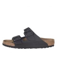 Birkenstock Skórzane klapki "Arizona" w kolorze czarnym rozmiar: 42. Czarne klapki damskie Birkenstock, bez wzorów, ze skóry, bez obcasa. Za 502.76 zł.