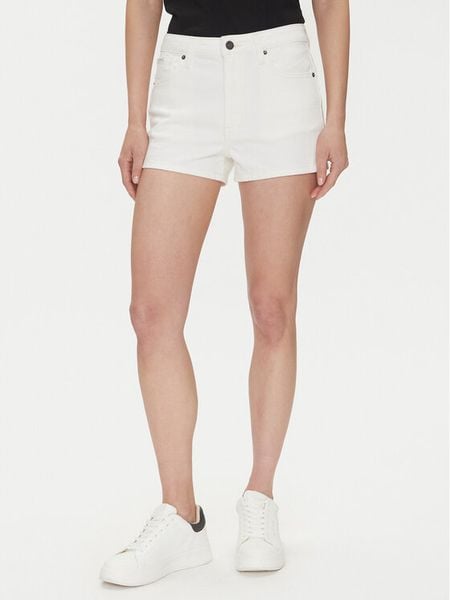 Guess Jeans Szorty jeansowe W5GD0Y D5M62 Biały Regular Fit. Białe szorty damskie Guess Jeans, z aplikacjami, z bawełny. Za 299.99 zł.