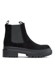 Pollini Sztyblety SA21204G0HTI0000 Czarny. Czarne botki damskie Pollini, ze skóry, bez obcasa, na płaskiej podeszwie, bez zapięcia. Za 1,219.00 zł.