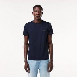 T-shirt Lacoste męski niebieski. Niebieskie t-shirty męskie Lacoste, l, bez wzorów, z bawełny, bez kołnierzyka. Za 261.05 zł.