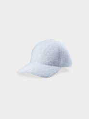 4F Czapka z daszkiem sherpa strapback damska - biała S. Białe czapki z daszkiem damskie 4f, bez wzorów, z dzianiny. Za 39.99 zł.