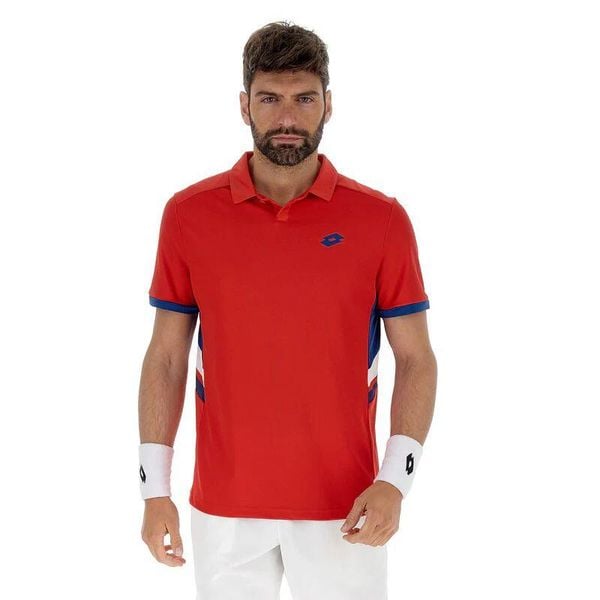 Koszulka tenisowa męska Lotto Squadra III Polo. Czerwone koszulki polo męskie Lotto, m, bez wzorów, bez ramiączek. Za 170.00 zł.