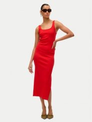 Vero Moda Sukienka codzienna Chloe 10325601 Czerwony Slim Fit. Czerwone sukienki damskie Vero Moda, na co dzień, l, bez wzorów, z bawełny, bez kołnierzyka, bez ramiączek, proste. Za 89.99 zł.