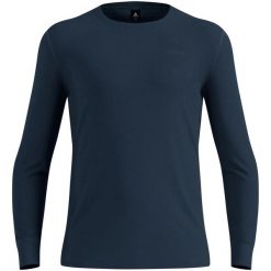 Bielizna termoaktywna z długim rękawem męska ODLO BL TOP crew neck l/s. Niebieskia bielizna termoaktywna męska Odlo, l, bez wzorów, z materiału. Za 459.99 zł.