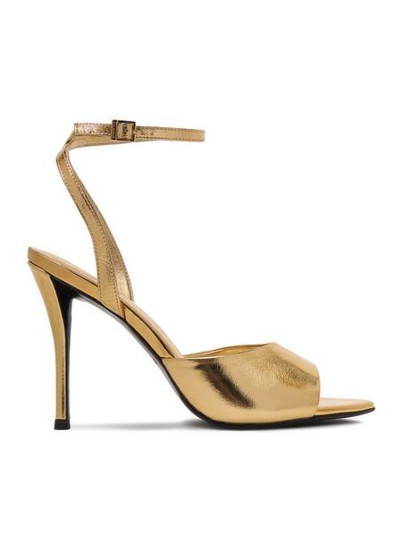 Eva Minge Sandały EO-FLORA-LT1605-6 Złoty. Żółte sandały damskie Eva Minge, bez wzorów, ze skóry, bez obcasa, na szpilce. Za 429.99 zł.