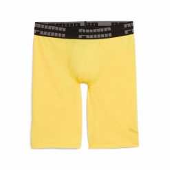 Szorty kompresyjne Puma. Żółte szorty męskie Puma, z materiału, bez kołnierzyka. Za 240.50 zł.