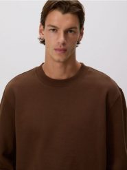 Gładka bluza z bawełną - brązowy. Brązowe bluzy bez kaptura męskie Reserved, l, z bawełny. Za 109.99 zł.