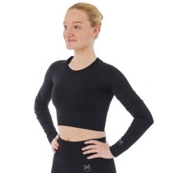 Xtreme Sportswear Crop Damski top sportowy z długim rękawem Czarny. Czarne topy damskie XTREME SOCKSWEAR, m, bez wzorów, bez ramiączek. Za 142.99 zł.